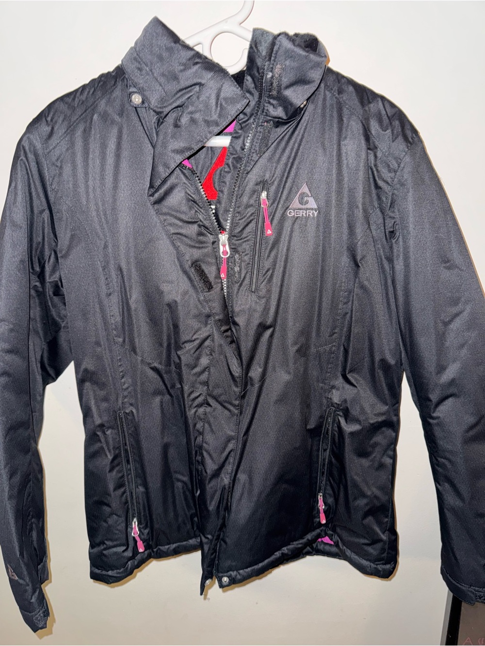 Gerry Black Ski Jacket with Pink Trim